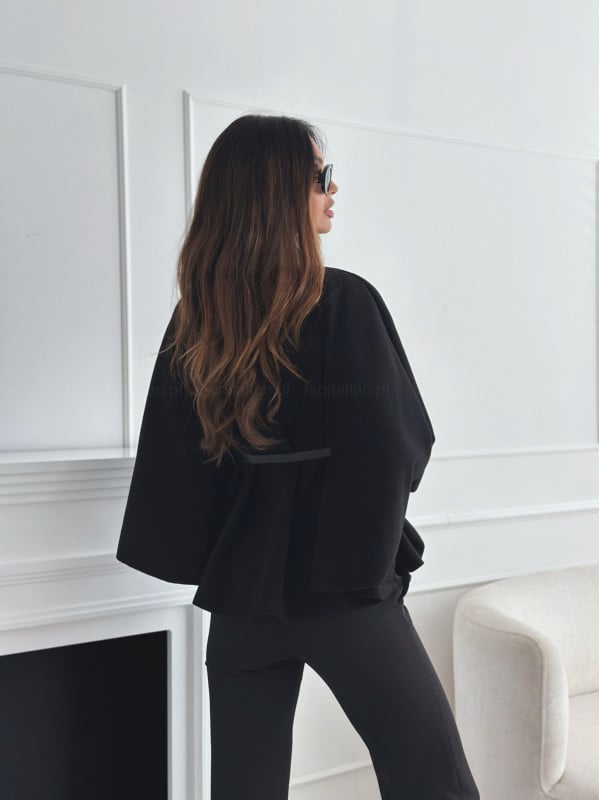 Lineo  Eleganter einfarbiger Woll-Cape-Mantel mit Gürtel