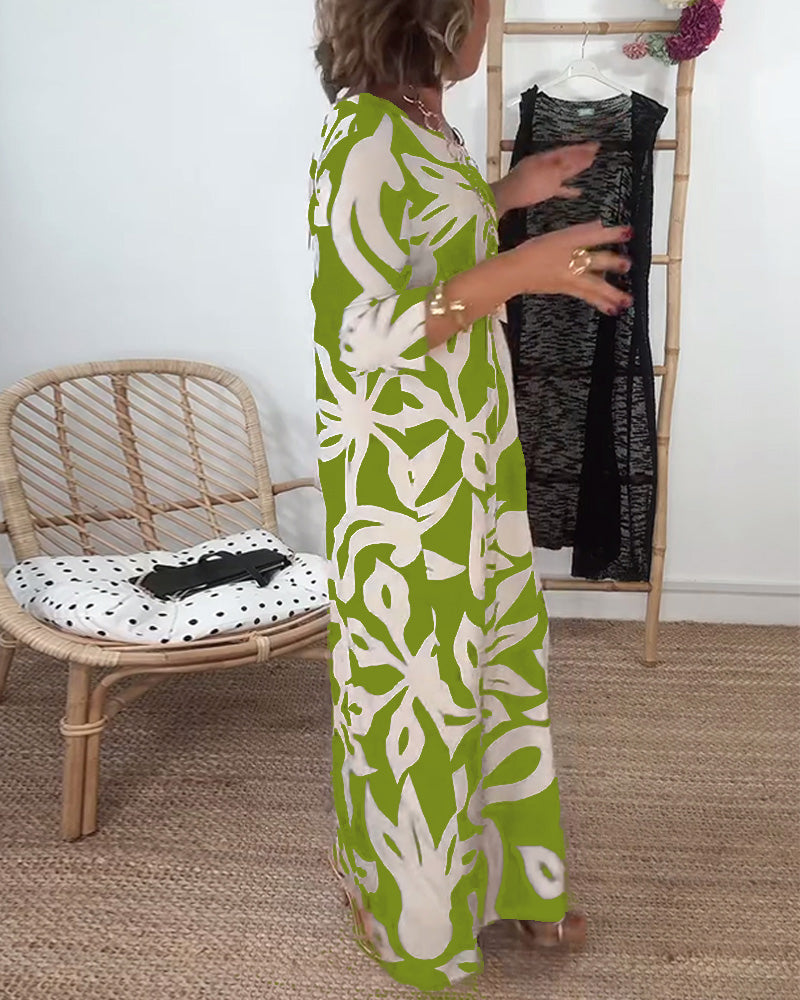 Halina - Rundhals- und Langarmkleid mit Print