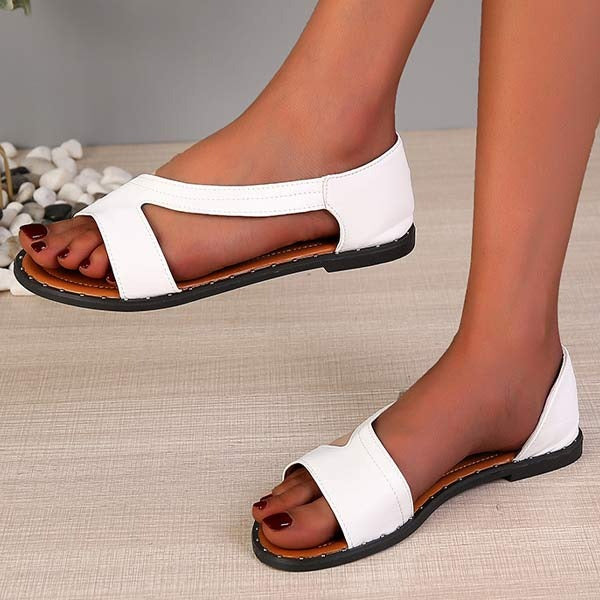 Damen Sandalen mit offener Spitze und flacher Sohle