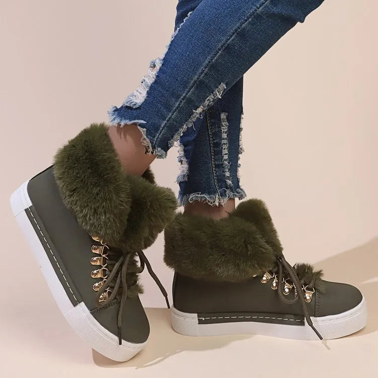 Bequeme Woll-Schnürstiefel für Frauen für den Winter