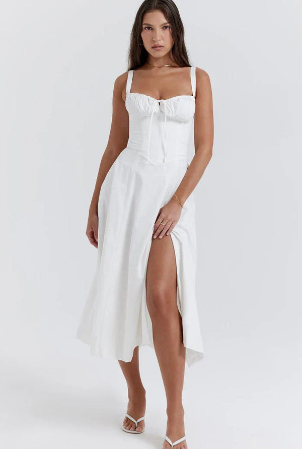 Celina Midikleid mit transparenten Netzärmeln