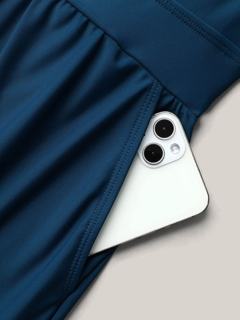 Überkreuzter Ausschnitt Gürteltau One-Piece Badeanzug