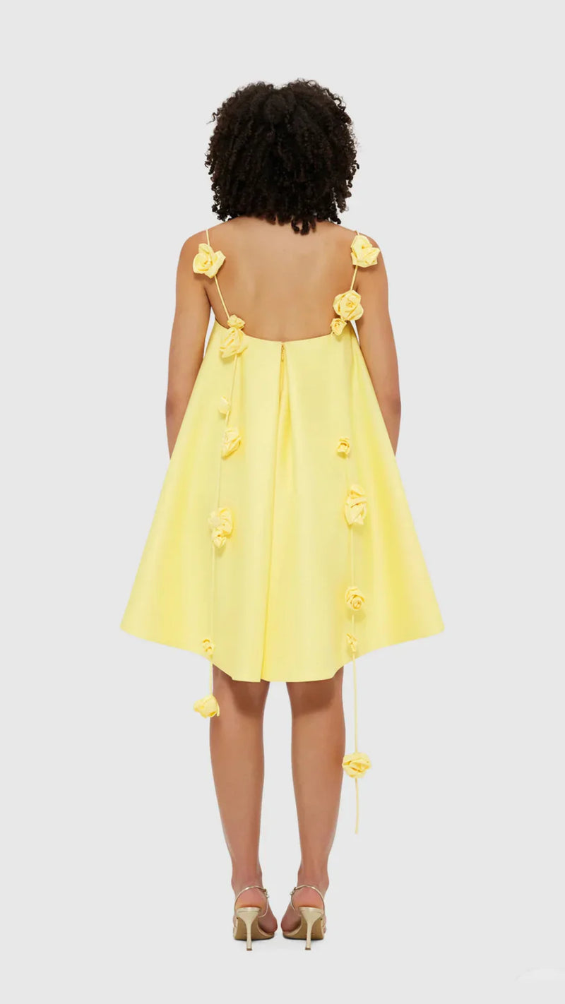 Verspielt und schmeichelhaft Silhouette 3D Rosen Drapierung Träger A-Linie Mini Kleid