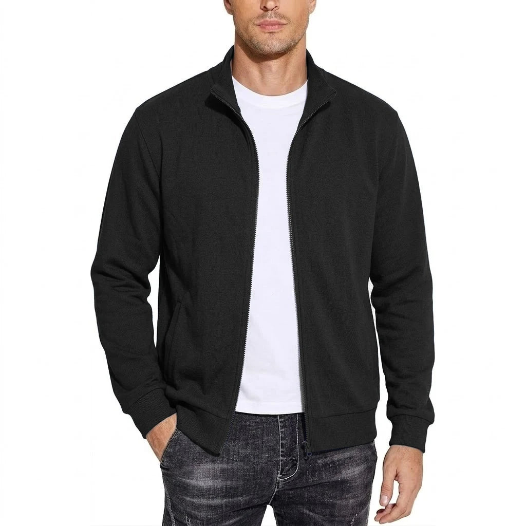 Men's Zipper Cotton Sweatshirt Jacket Breathable Classic Fit