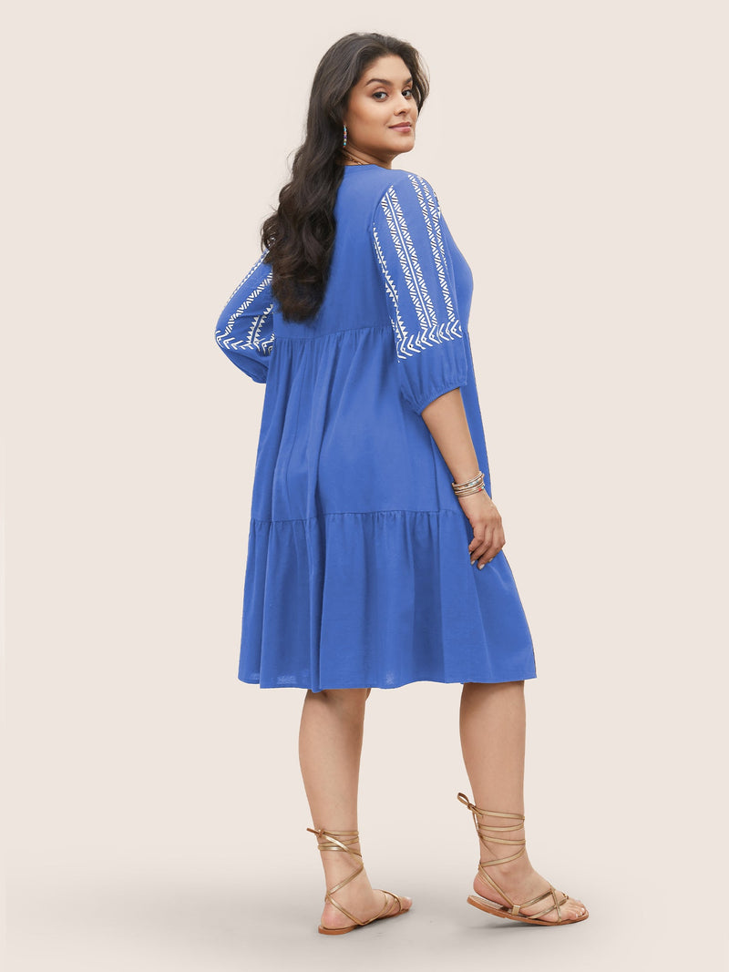 Boho Besticktes Midi-Kleid