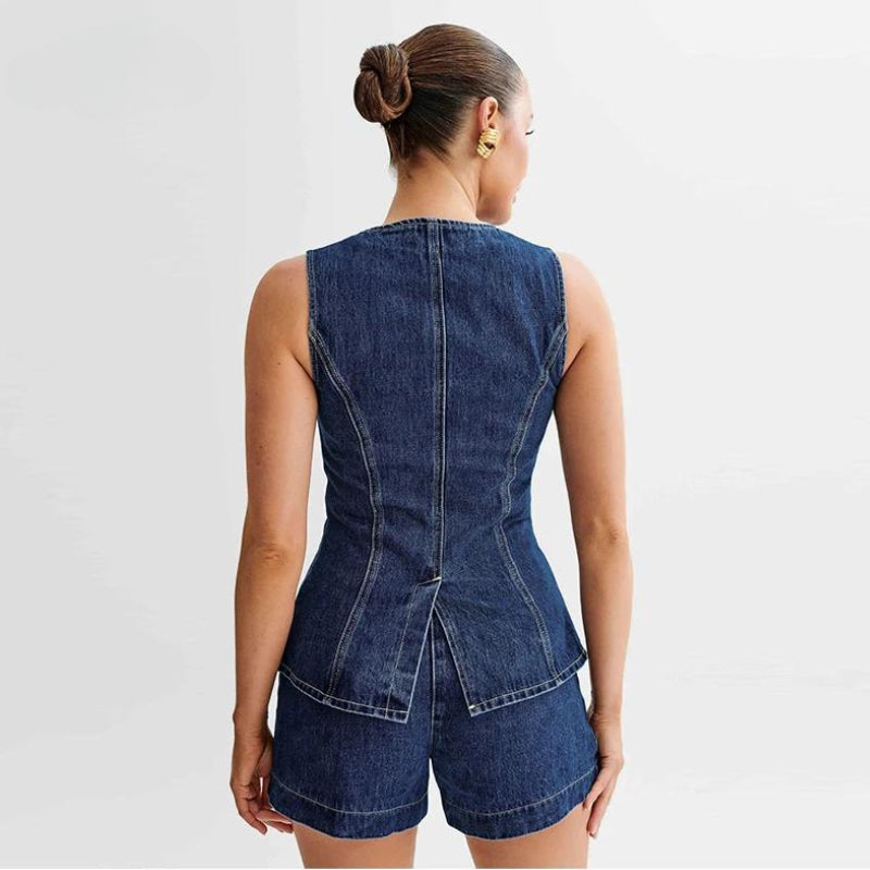 Lässiges zweiteiliges Denim-Set für mühelosen Stil