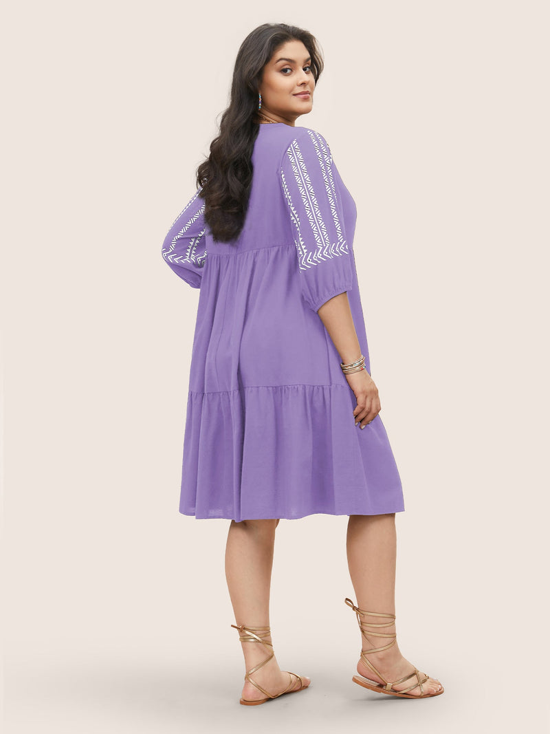 Boho Besticktes Midi-Kleid