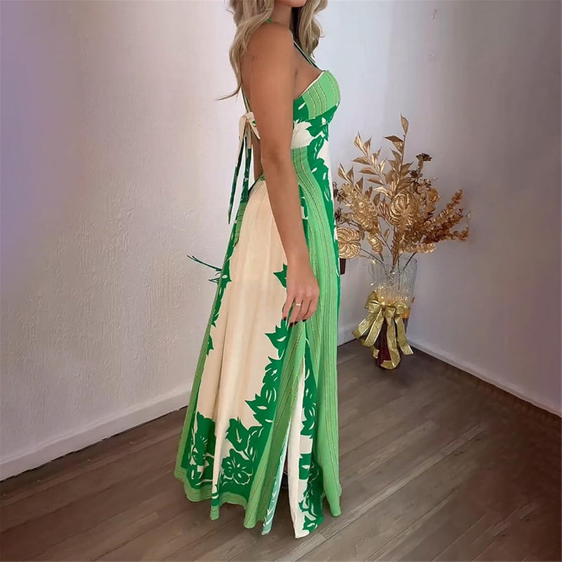 Halterneck Freizeitkleid mit Cut-Out und Print