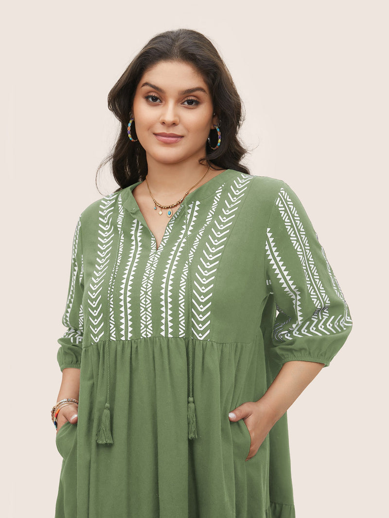 Boho Besticktes Midi-Kleid