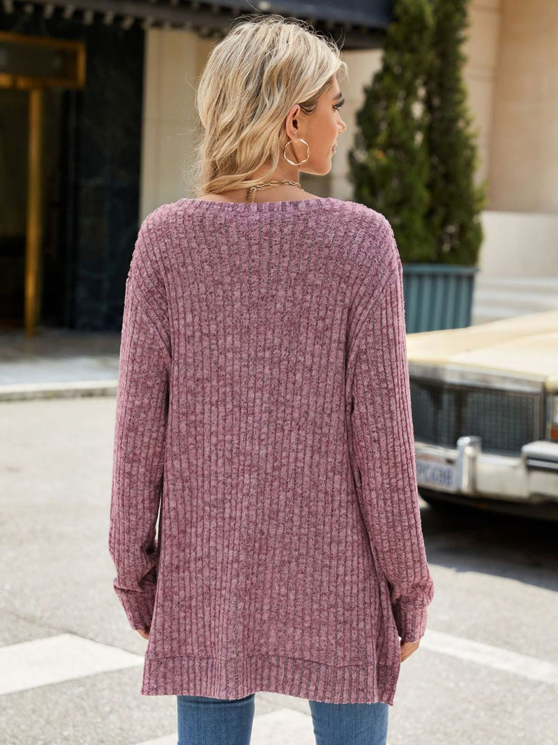 Long Sleeve Sweater -  Rippstrick Rundhalsausschnitt