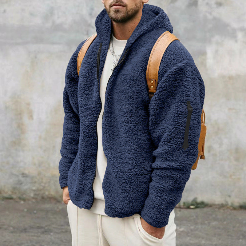 Ben - Herren Fleece-Teddy-Jacke mit Kapuze und Reißverschluss