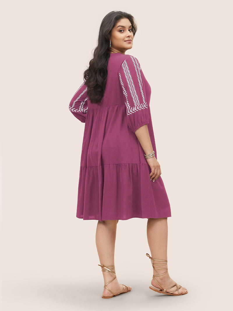 Boho Besticktes Midi-Kleid