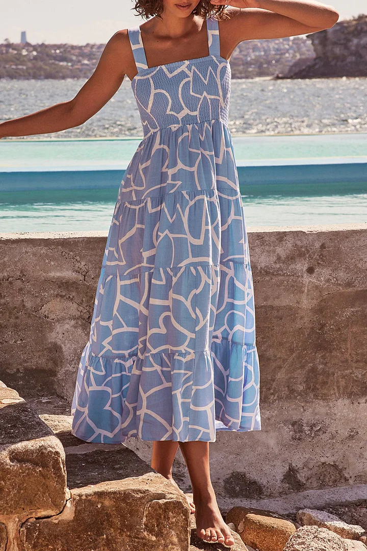 Bedrucktes Trägerkleid mit Patchwork im urbanen Stil