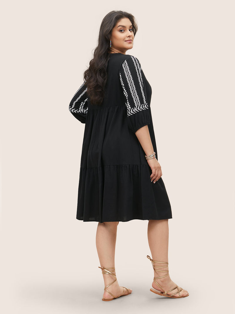 Boho Besticktes Midi-Kleid