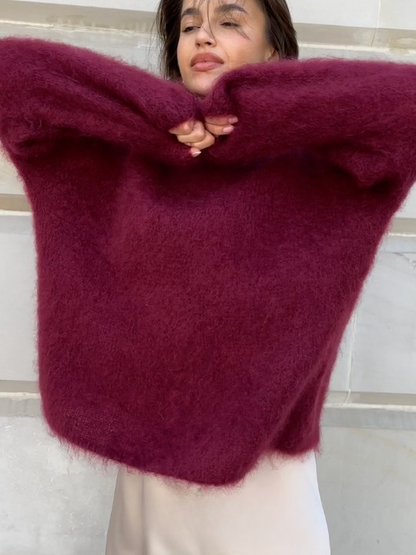 Gemütlicher weicher Mohair-Strickpullover