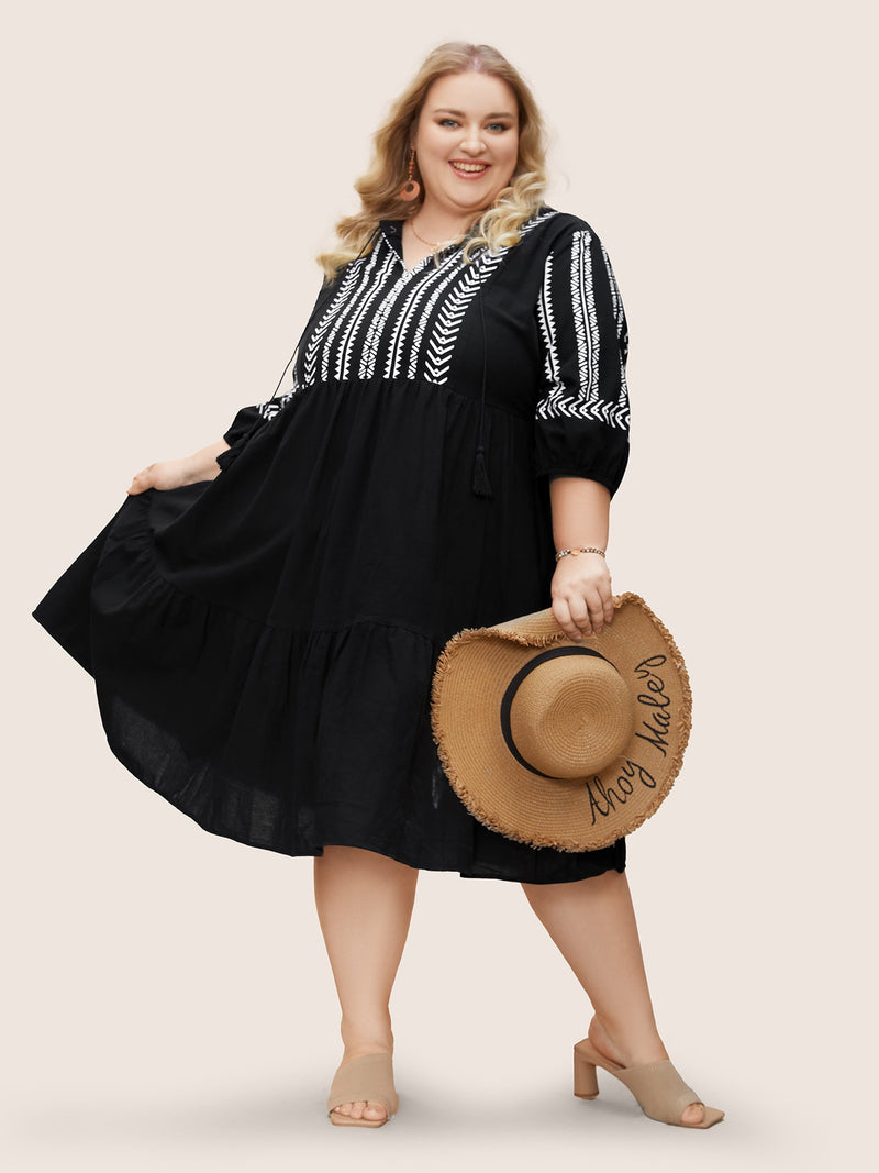 Boho Besticktes Midi-Kleid