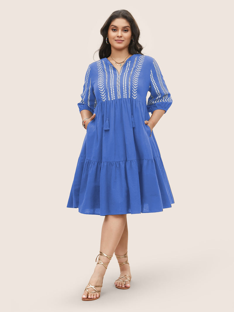 Boho Besticktes Midi-Kleid