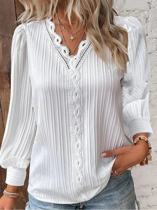 Sophia Elegant Lace Chiffon Blouse-Zeitlose Eleganz