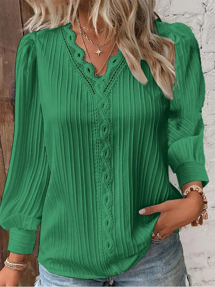 Sophia Elegant Lace Chiffon Blouse-Zeitlose Eleganz