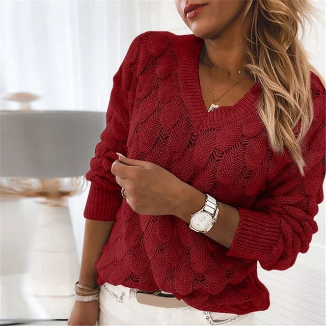 Nessa Luxe V-Neck - Eleganter Baumwollpullover mit V-Ausschnitt