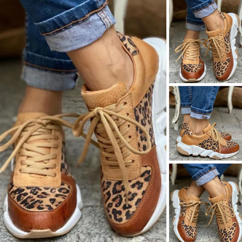 Lily - Lässige vulkanisierte Leopard Sneakers mit dicken Sohlen