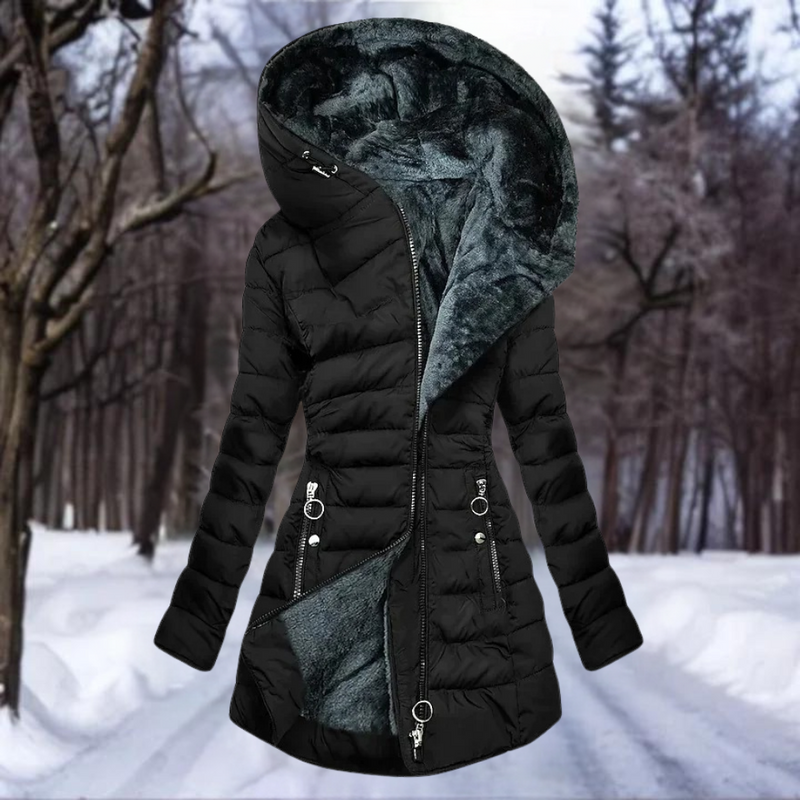 Rebecca - Damen Winterjacke mit Kapuze, gesteppter Futterung und schlanker Passform