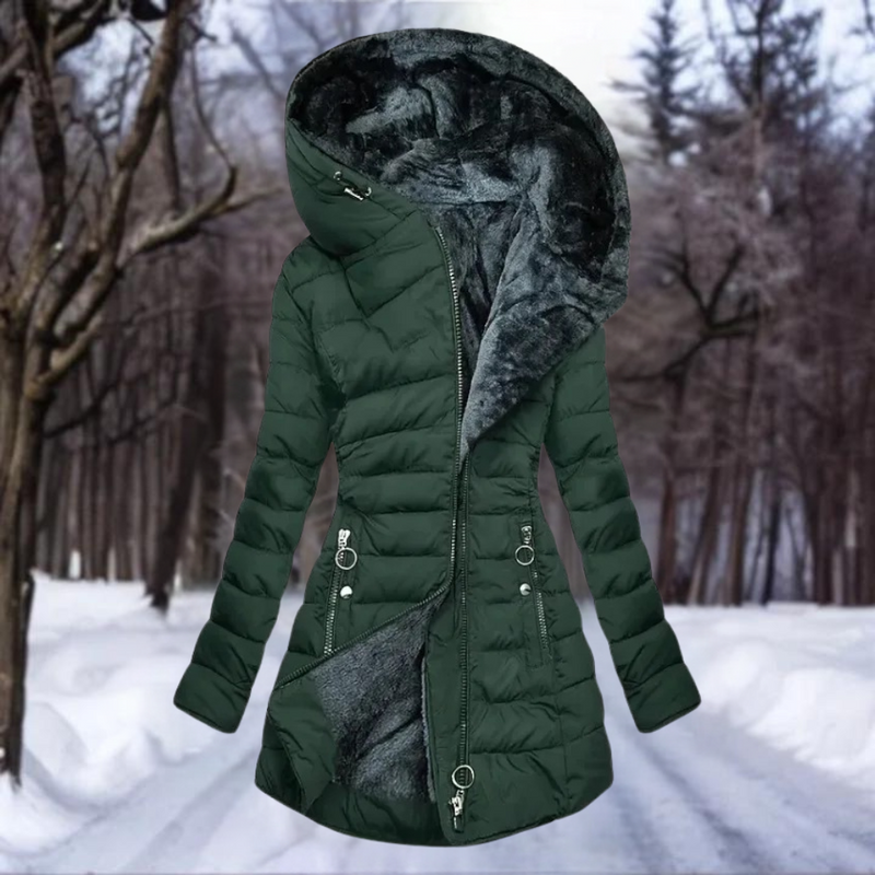 Rebecca - Damen Winterjacke mit Kapuze, gesteppter Futterung und schlanker Passform