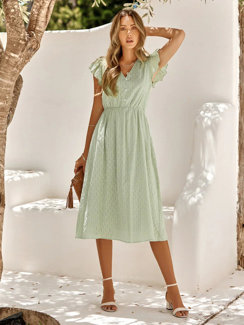 Ella Elegantes Baumwollkleid mit schwingenden Ärmeln