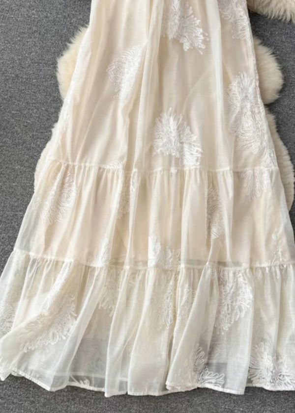 Besticktes Cold-Shoulder Baumwollkleid