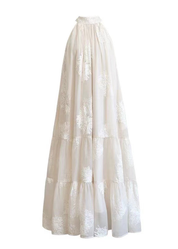 Besticktes Cold-Shoulder Baumwollkleid