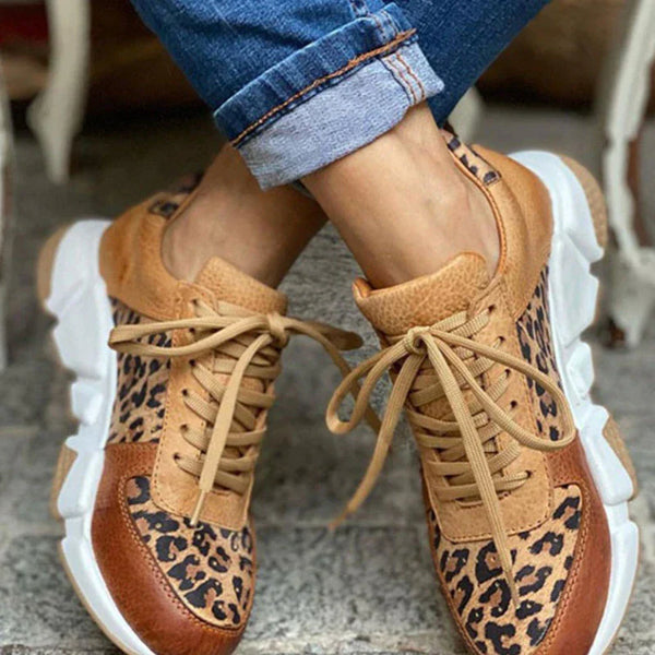 Lily - Lässige vulkanisierte Leopard Sneakers mit dicken Sohlen