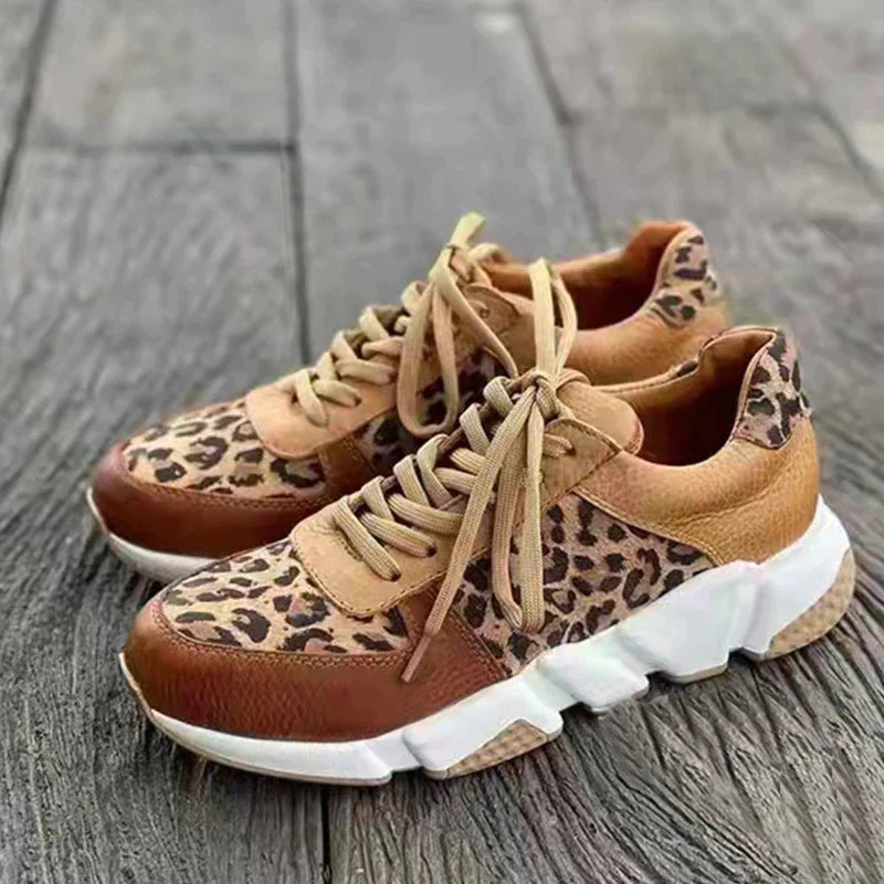 Lily - Lässige vulkanisierte Leopard Sneakers mit dicken Sohlen