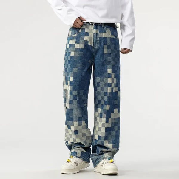 Sampson -  Weit geschnittene Hose mit Pixelmuster