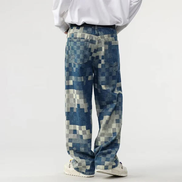 Sampson -  Weit geschnittene Hose mit Pixelmuster