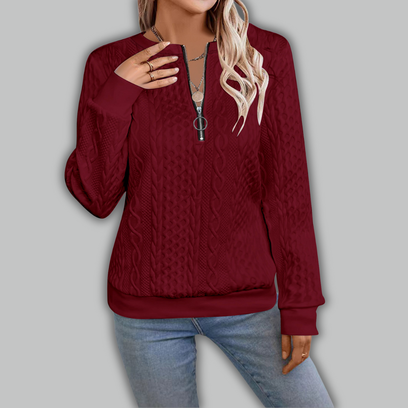 Aada | Stilvoller Reißverschluss-Strickpullover mit Komfort