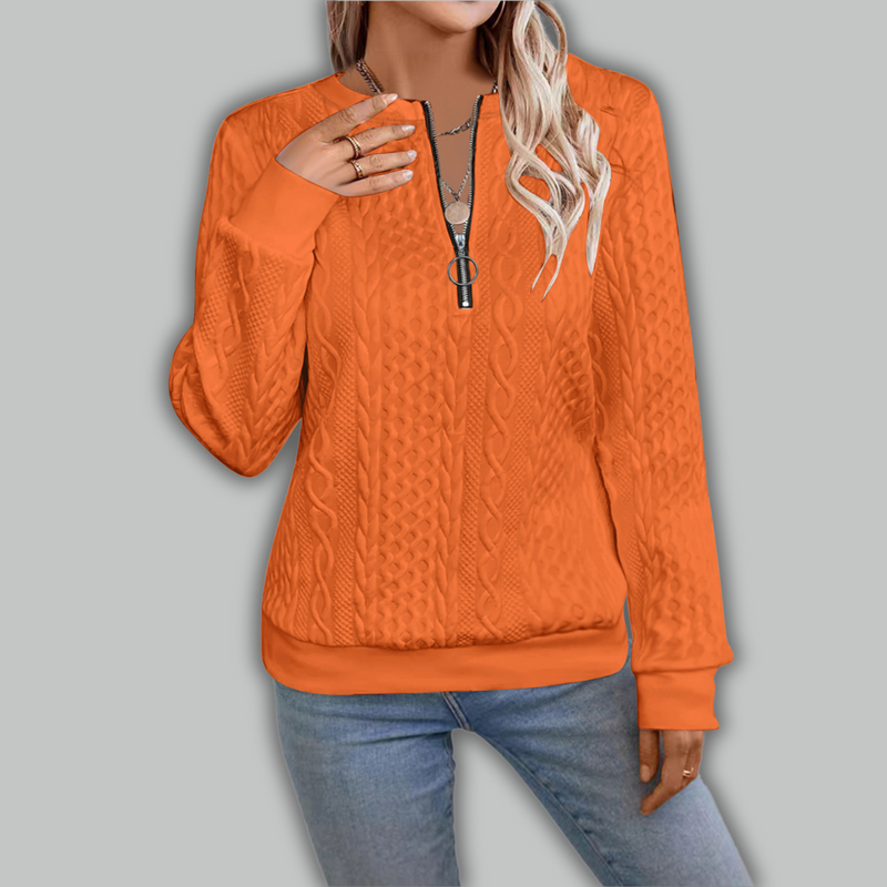 Aada | Stilvoller Reißverschluss-Strickpullover mit Komfort