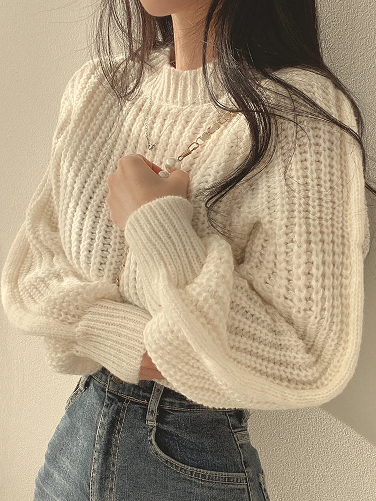 Ingrid - Damen Pullover mit langen Ärmeln und Laterne