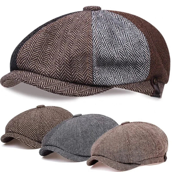 Leon - Vintage newsboy cap für Männer - Hochwertige Baumwollmütze