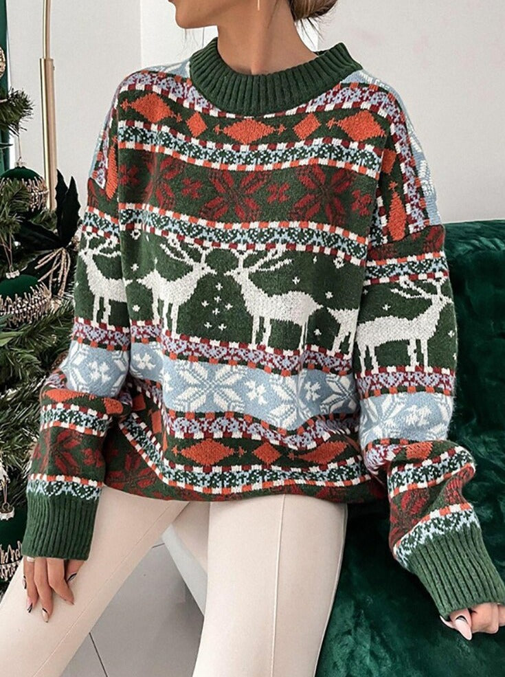 MerryPullover - Damen Vintage Print Sweater – Lässiger & Stilvoller Look