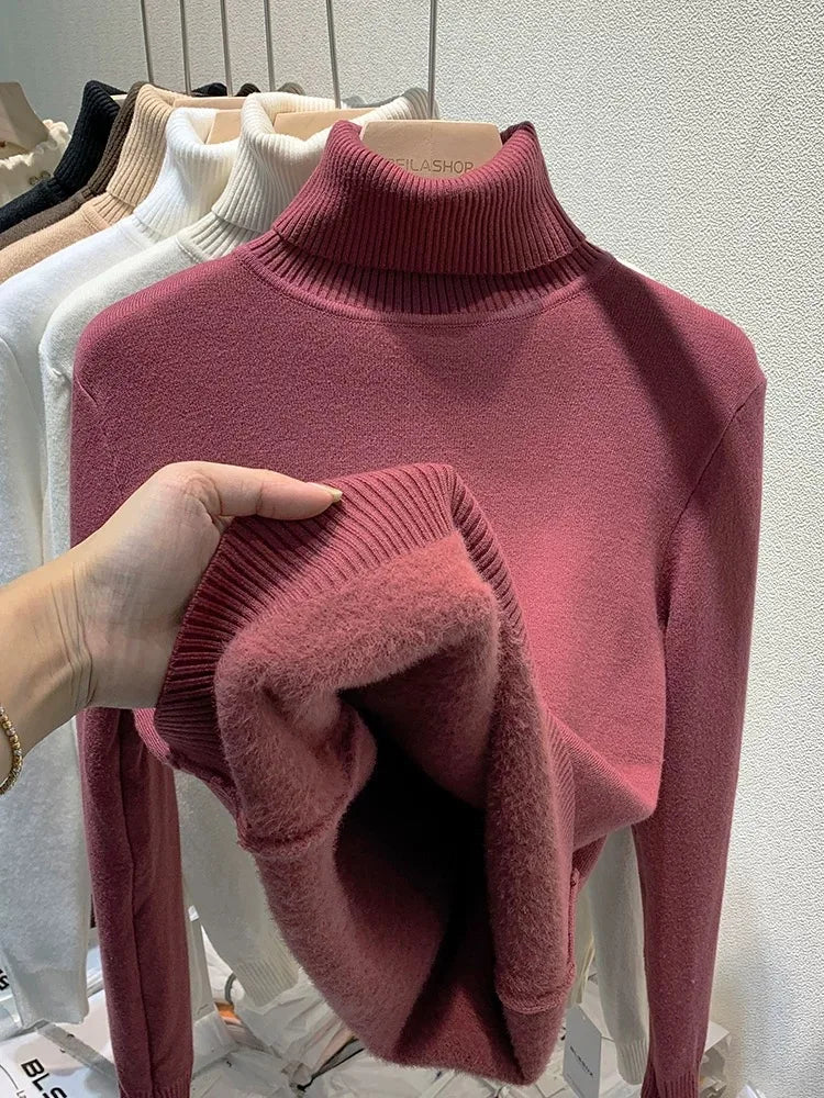 Hedwig - Damen Eleganter Samt gefütterter Warmer Pullover