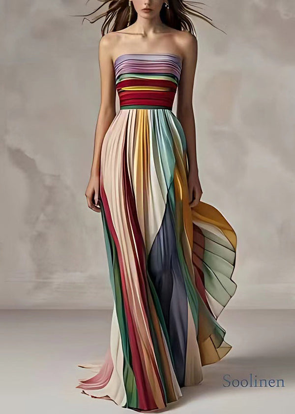 Gestreiftes Cold-Shoulder-Kleid