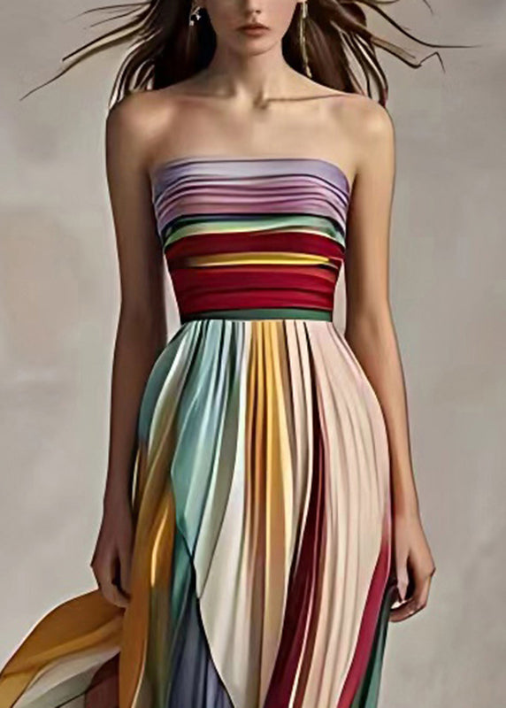 Gestreiftes Cold-Shoulder-Kleid
