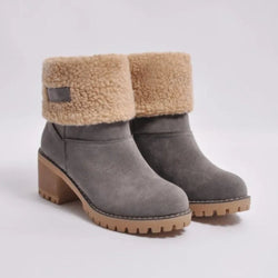 Thea - Tan Suede Ankle Boots Damen mit Lammfell & Rutschfester Sohle