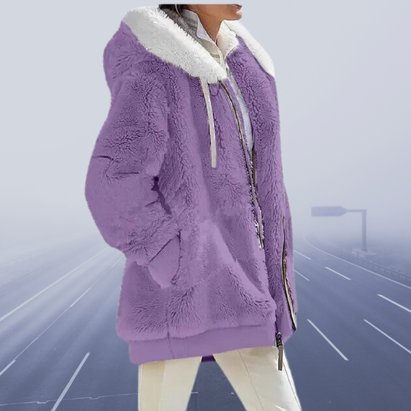 Margaretha - Oversized Teddyjacke mit Kapuze für Damen