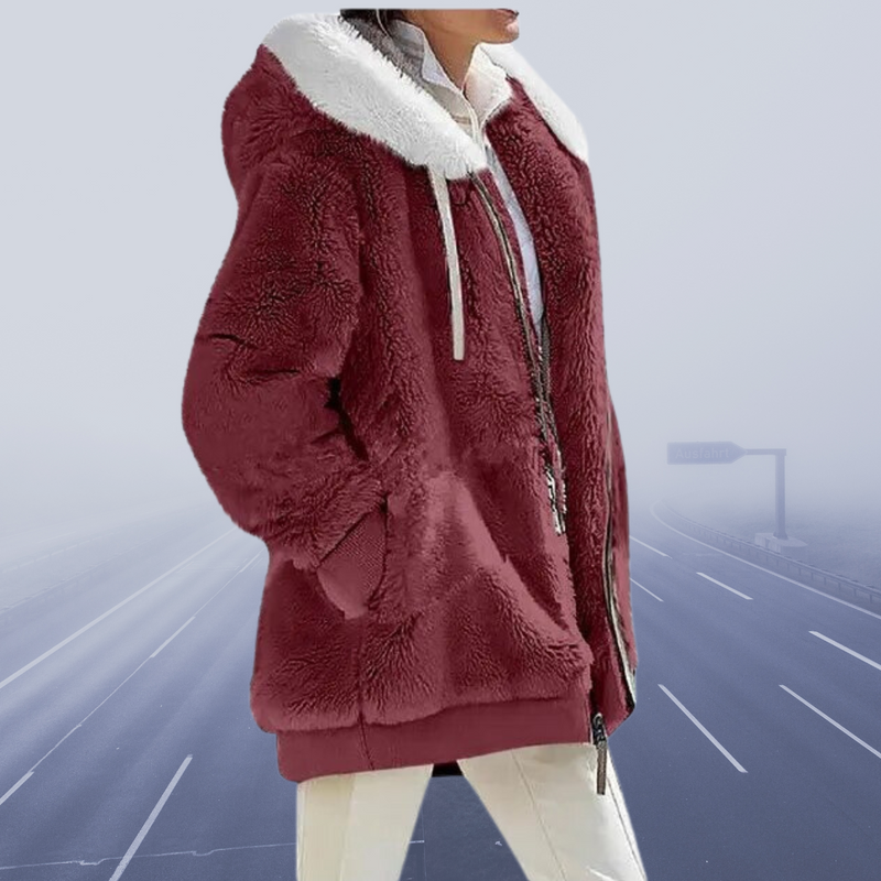 Margaretha - Oversized Teddyjacke mit Kapuze für Damen