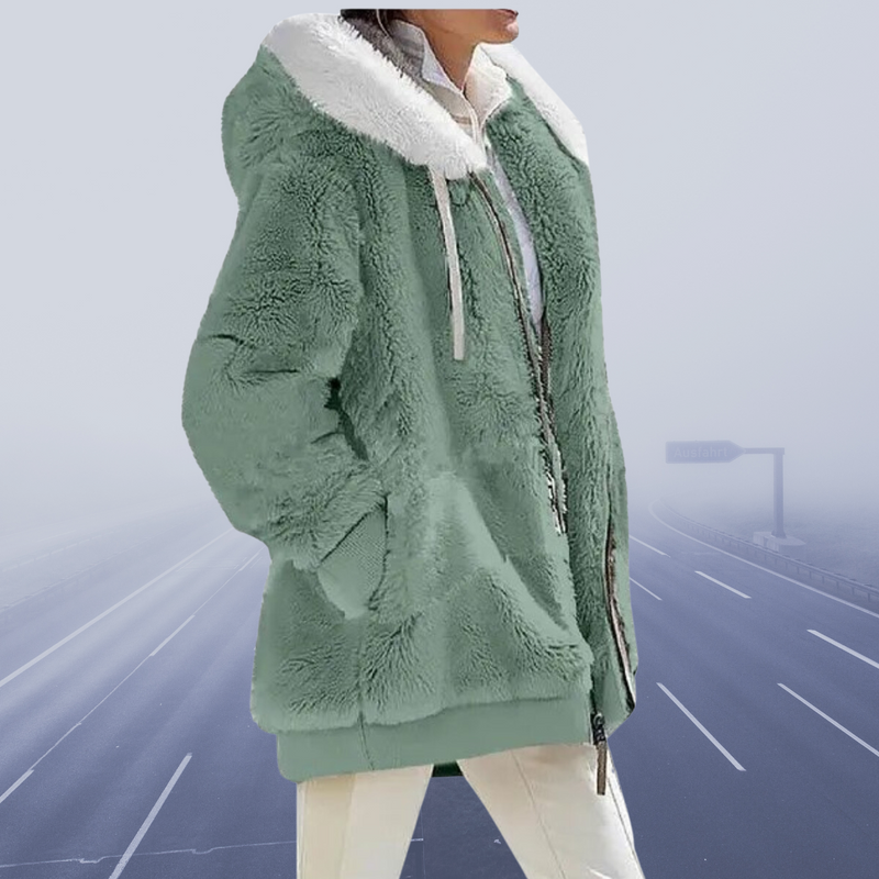 Margaretha - Oversized Teddyjacke mit Kapuze für Damen