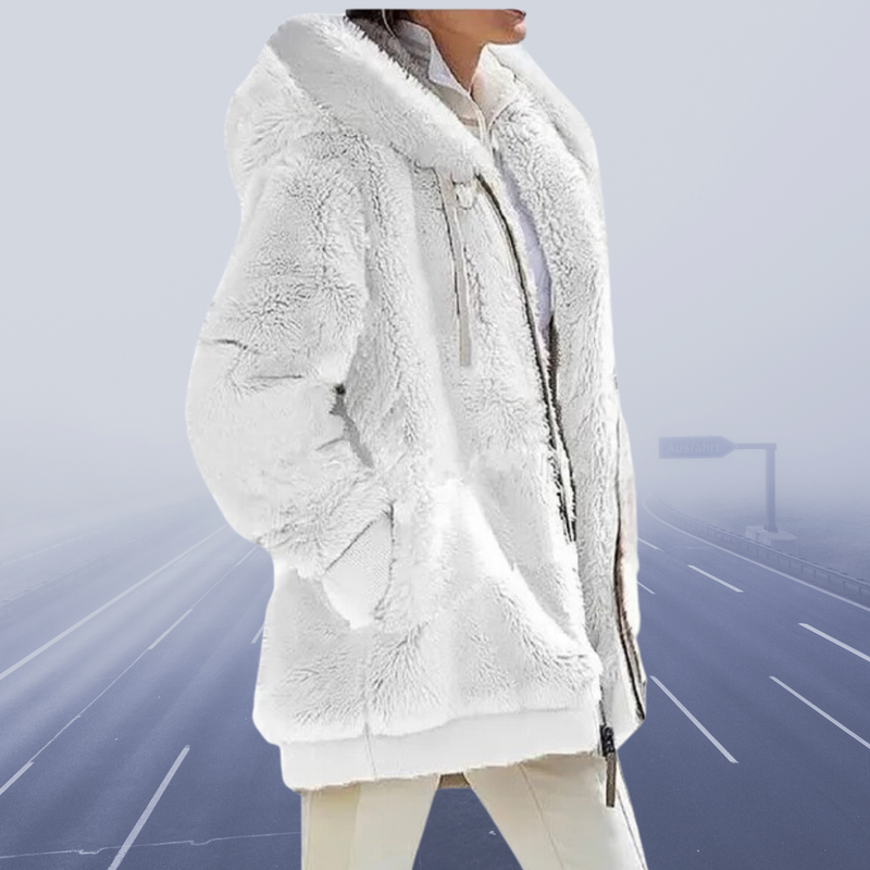 Margaretha - Oversized Teddyjacke mit Kapuze für Damen