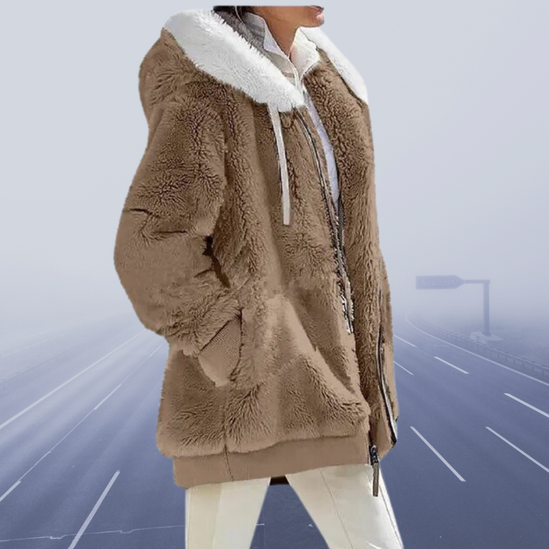 Margaretha - Oversized Teddyjacke mit Kapuze für Damen