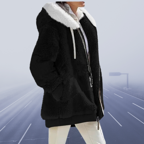 Margaretha - Oversized Teddyjacke mit Kapuze für Damen