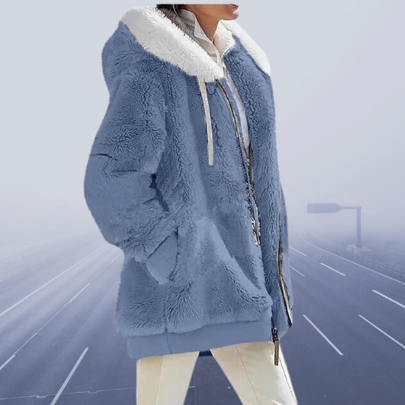 Margaretha - Oversized Teddyjacke mit Kapuze für Damen